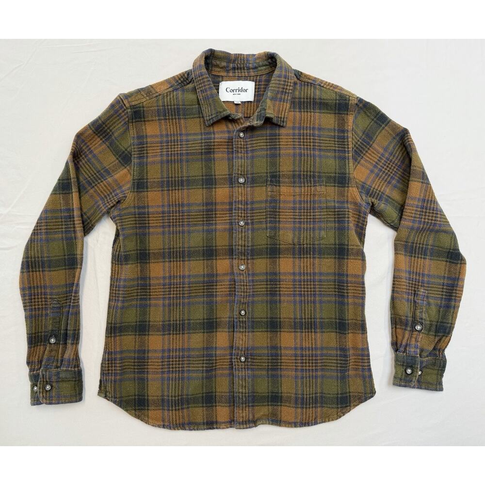CORRIDOR NYC Long Sleeve Plaid Button Down Shirt Men’s Size Medium 100% Cotton